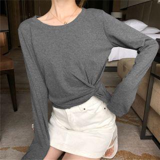 Long-sleeve Twist-side Top