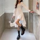 Long-sleeve Asymmetrical Lace-up A-line Dress