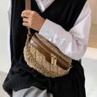 Chain Fleece Panel Sling Bag