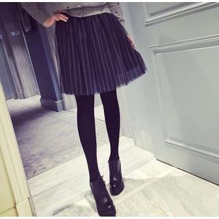Striped Mesh A-line Skirt
