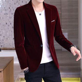 One-button Velvet Blazer