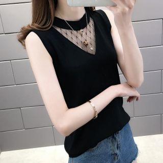 Mesh Panel Knit Tank Top / Set