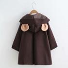 Bear Ear Accent Buttoned Hooded Jacket