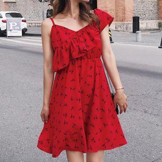 Printed Asymmetric Sleeveless A-line Dress
