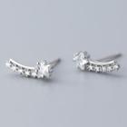 925 Sterling Silver Rhinestone Star Earring 1 Pair - S925 Silver - Silver - One Size