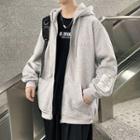 Long-sleeve Applique Zipped Hooded Jacket