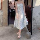 Spaghetti Strap Floral Print High Waist Chiffon Sundress