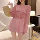 Long-sleeve Sheer Lettering T-shirt