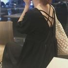 Short-sleeve Crisscross Back A-line Dress