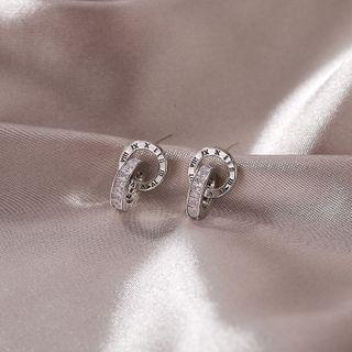 Rhinestone Roman Numeral Interlocking Hoop Earring