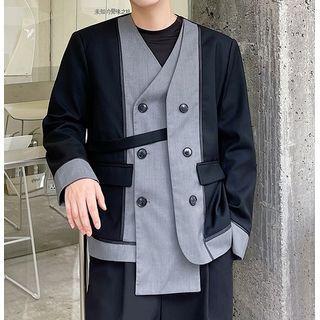 Long-sleeve Color-block Panel Jacket