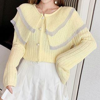 Shawl-collar Ribbed Cardigan
