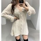 Off-shoulder Cable-knit Minidress
