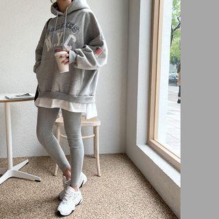 N.y.c Letter Hoodie & Leggings Set Gray - One Size
