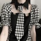 Mock Two-piece Short-sleeve Gingham Check Dress (various Designs)