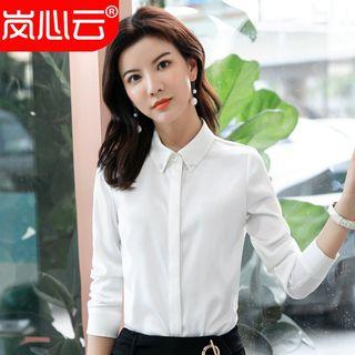 Long-sleeve Blouse / Boot-cut Dress Pants / Set