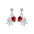 Elegant Fashion Golden Fish Red Cubic Zircon Earrings Silver - One Size