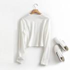 Long-sleeve Cropped T-shirt White - One Size