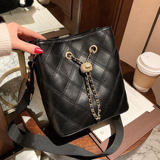 Argyle Stitched Bucket Bag Black - One Size