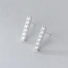 Rhinestone Bar Sterling Silver Earring 1 Pair - Silver - One Size