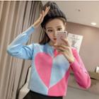 Color Block Heart Patterned Sweater