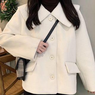 Single-breasted Collared Coat White - One Size