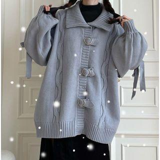Collared Heart Buckle Cardigan