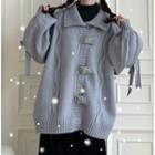 Collared Heart Buckle Cardigan
