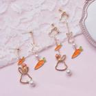 Non-matching Carrot Rabbit Drop Earring / Clip-on Earring