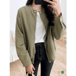 Crew-neck Zip-up Raglan Jacket