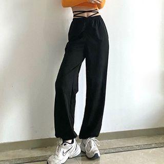 Tie-waist High-waist Wide-leg Sweatpants
