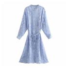 Long-sleeve Python Print Midi A-line Dress