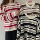 Oversized Two-tone Patterned Sweater