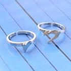 Couple Matching Alloy Heart Open Ring 1 Pair - As Shown In Figure - One Size