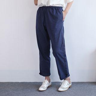Elastic Waist Straight Cut Pants