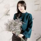 Mock-neck Slit-side Sweater