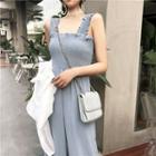 Wide-strap Smocked Wide-leg Jumpsuit