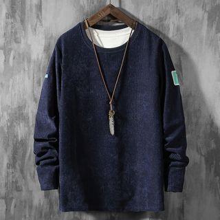 Embroidered Long-sleeve Corduroy T-shirt