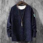 Embroidered Long-sleeve Corduroy T-shirt