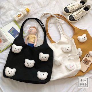 Bear Detail Canvas Tote Bag
