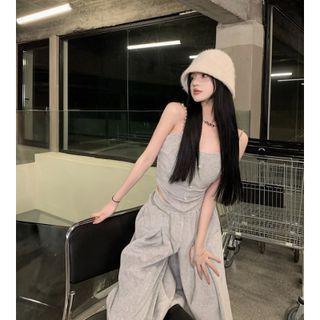 Cropped Camisole Top / Drawstring Wide Leg Pants