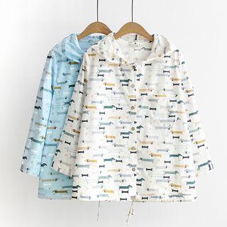 3/4-sleeve Hooded Printed Jacket
