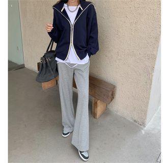 Hooded Zip Jacket / Long-sleeve Cutout T-shirt / Sweatpants