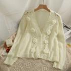 Rosette Eyelet Light Cardigan Almond - One Size