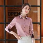 Lace Panel Silky Shirt / Straight-cut Pants