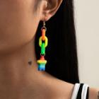 Rainbow Star Acrylic Dangle Earring 1 Pair - 2044 - Orange & Yellow & Green - One Size