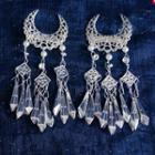 Set Of 2: Crescent Dangling Hair Clip 1 Pair - Silver - One Size