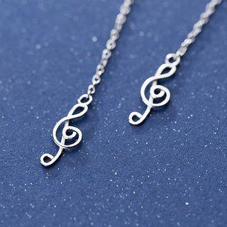 925 Sterling Silver Musical Note Threader Earring As Shown In Figure - One Size