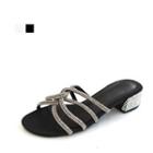 Rhinestone-strap Twisted Slide Sandals