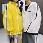 Couple Matching Hooded Zip-up Lettering Jacket